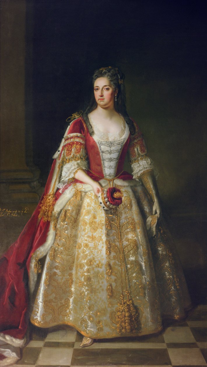 Angelina Magdalena的肖像（约1606-1736），第一个圣约翰爵士加冕长袍的第二任妻子，1727年 作者 戈弗雷·克纳勒
