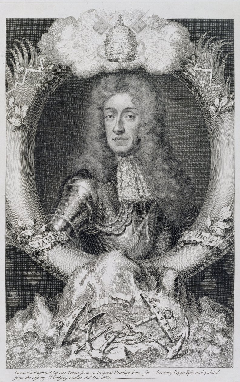 苏格兰詹姆斯七世的肖像，英格兰二世（1633-1701）由George Vertue（1684-1756）刻 作者 戈弗雷·克纳勒
