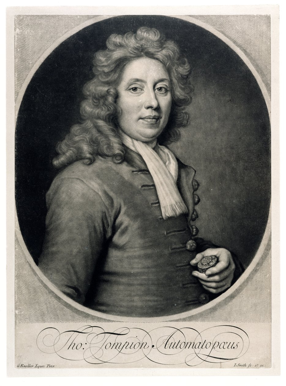 John Tompion（1639-1713）的肖像由John Smith（mezzotint）刻 作者 戈弗雷·克纳勒