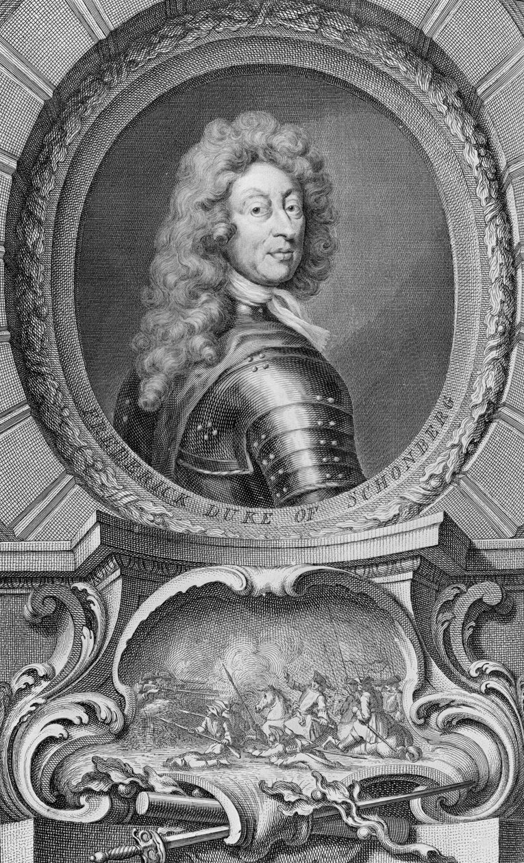 弗雷德里克，勋伯格公爵（1615-90）由Jacobus Houbraken（1698-1780）刻 作者 戈弗雷·克纳勒