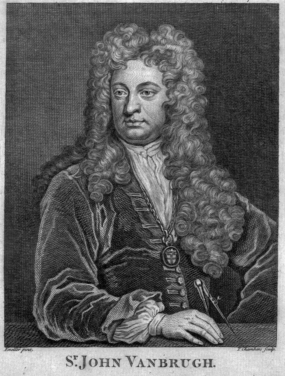 John Vanbrugh爵士，由Thomas Chambars雕刻（雕刻） 作者 戈弗雷·克纳勒