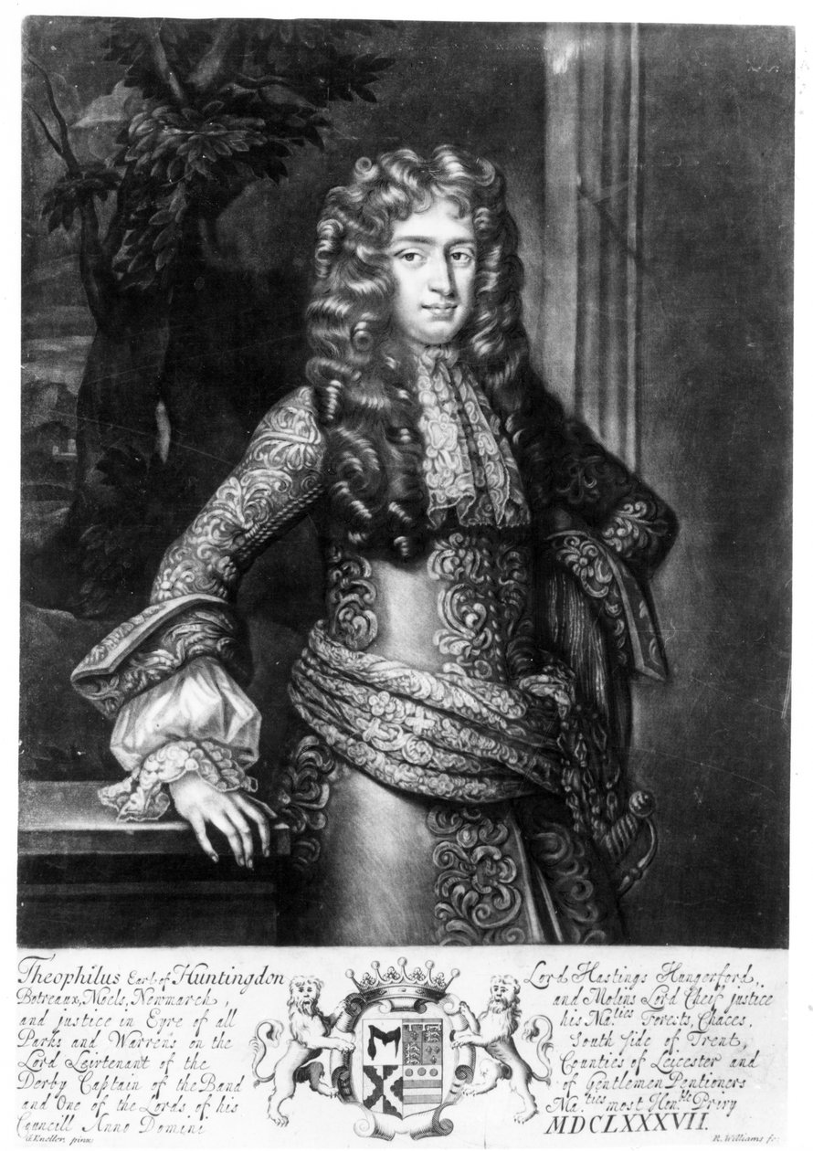 Theophilus Hastings，Huntingdon的第七伯爵（mezzotint） 作者 戈弗雷·克纳勒