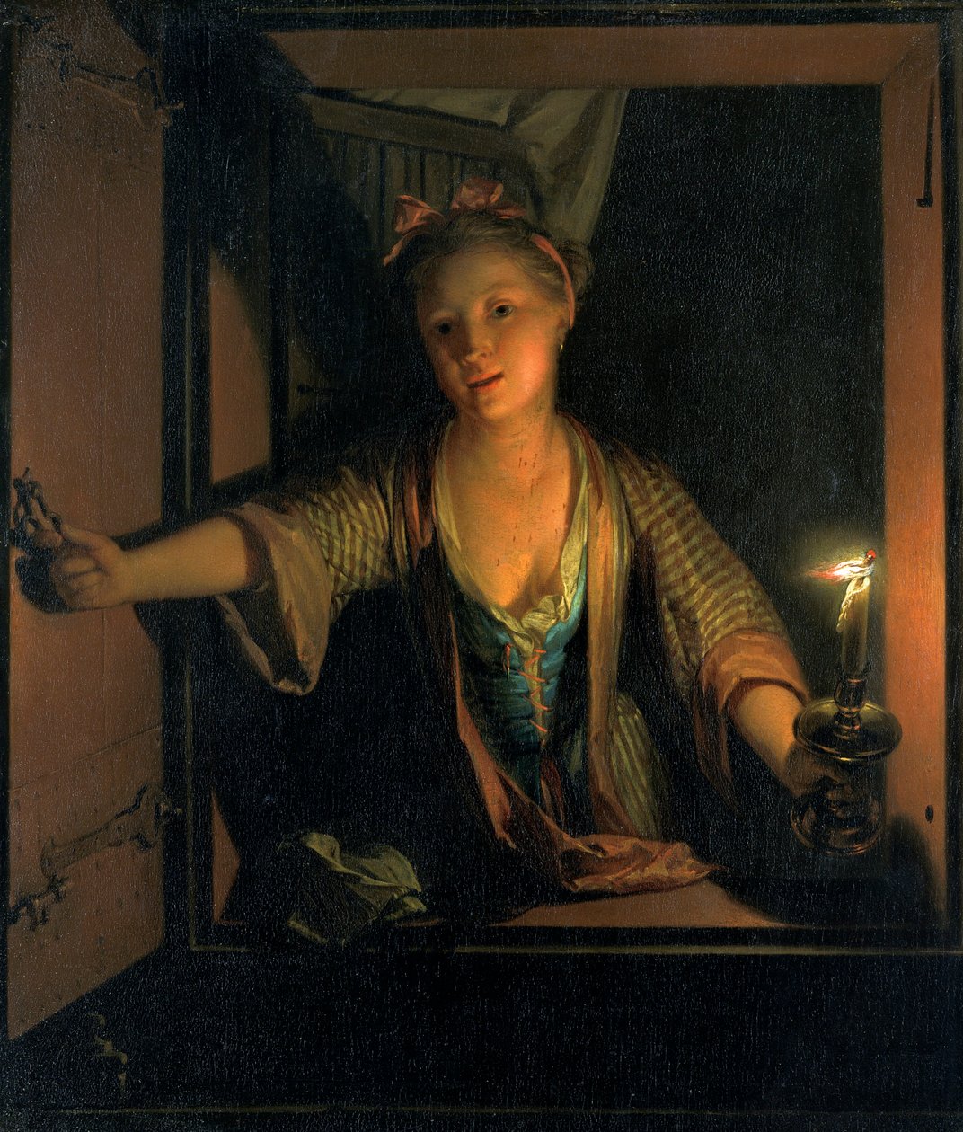 窗边的女孩》，1663-1700年 作者 戈弗里德·沙尔肯