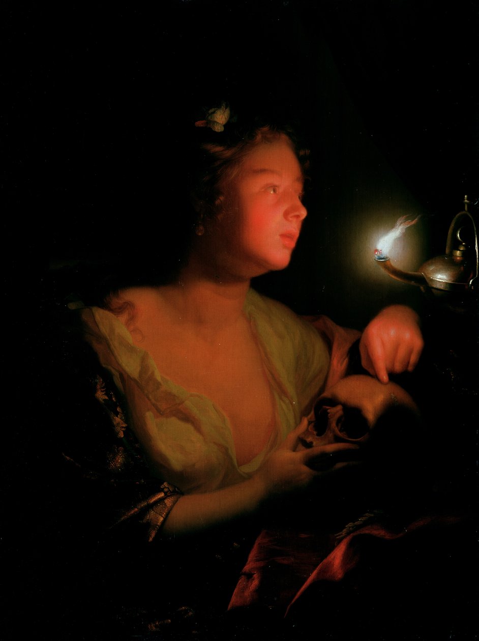 Mary Magdalene Grieving（橡木面板上的油） 作者 戈弗里德·沙尔肯