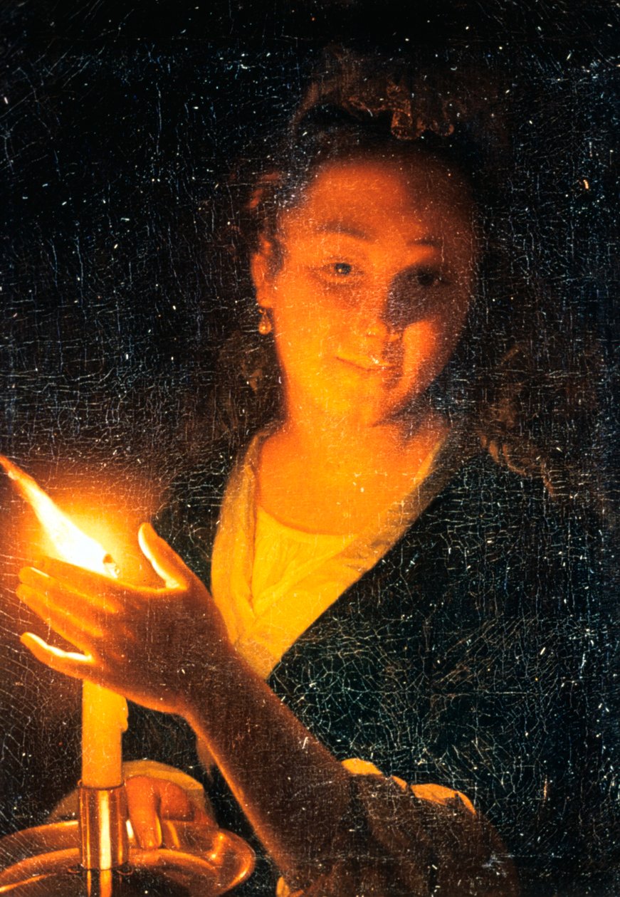 带蜡烛的女人，1660年代后期 作者 戈弗里德·沙尔肯