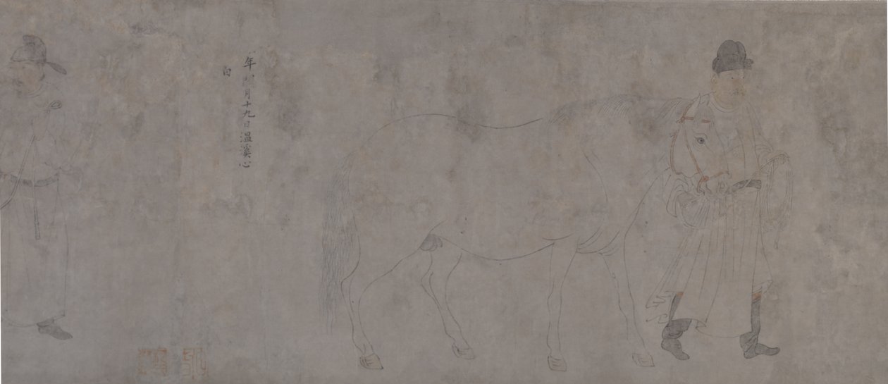 五进贡马详图（水墨设色纸本） 作者 李功林