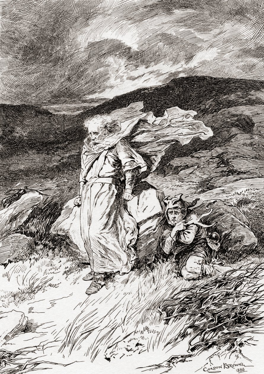 威廉莎士比亚戏剧中扮演李尔王，第三幕，场景2，李尔：不，我将成为1896年出版的威廉·莎士比亚作品中所有耐心的模式，我不会说什么。 作者 戈登·弗雷德里克·布朗