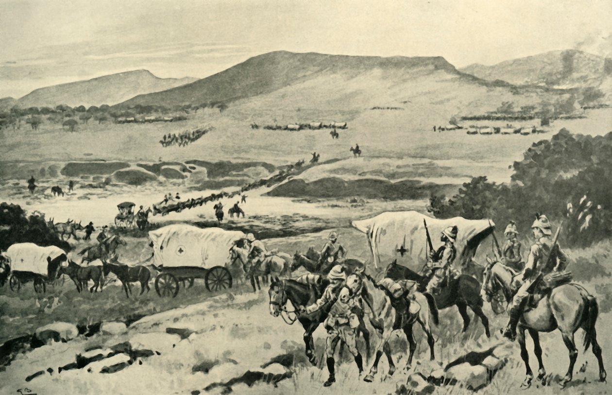 法国将军和赫顿将军横渡瓦尔河进入德瓦瓦尔领土，1901年。 作者 戈登·弗雷德里克·布朗