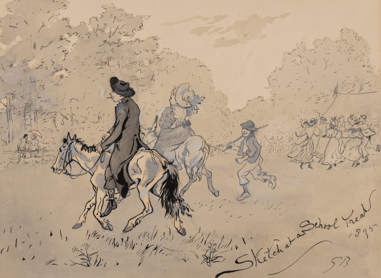 素描1895年的学校款待（笔，画笔，墨水和纸上写的） 作者 戈登·弗雷德里克·布朗