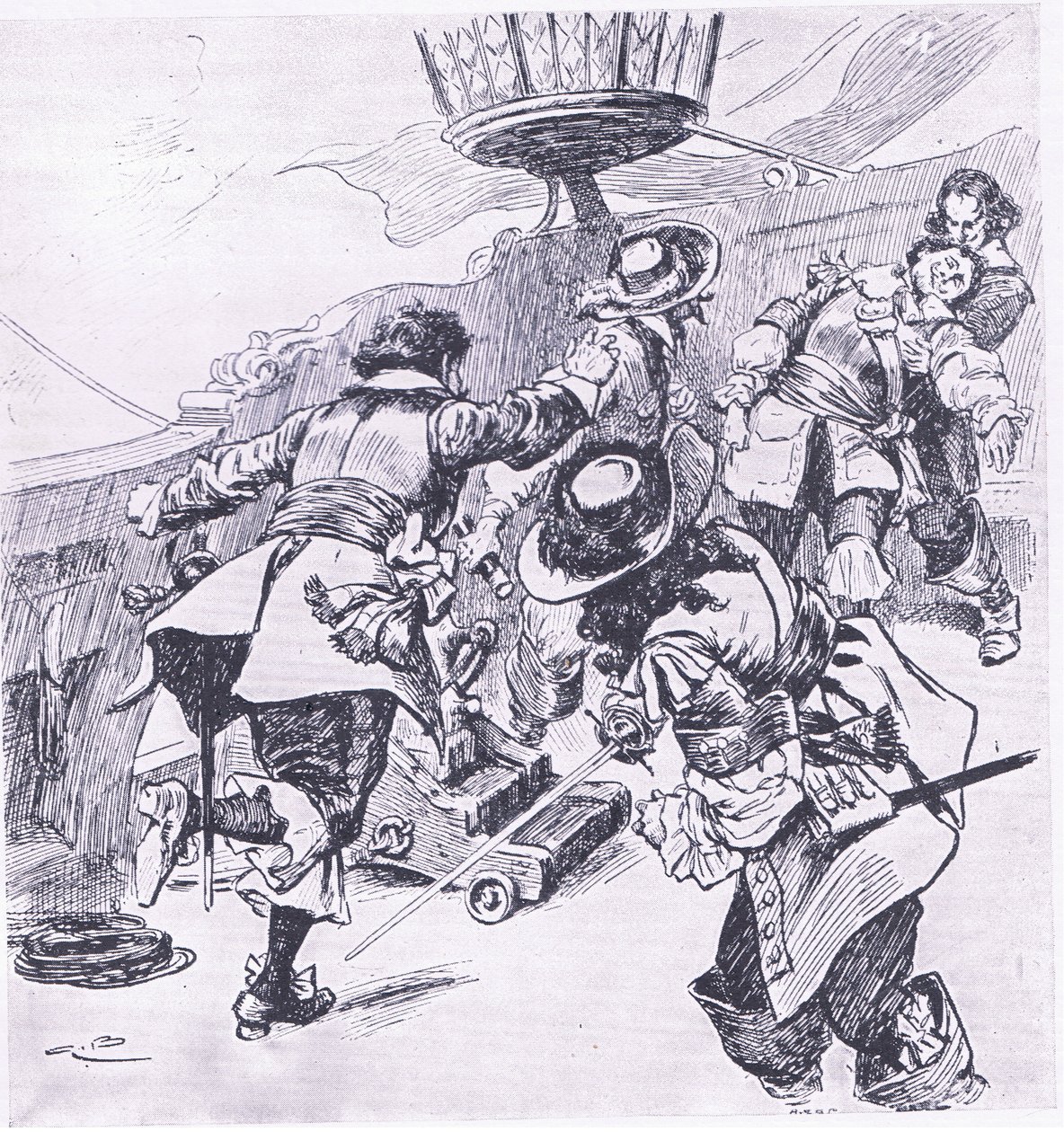 1653年7月31日Von Tromp的死亡，1915年英国陆地和海上战役的插图 作者 戈登·弗雷德里克·布朗