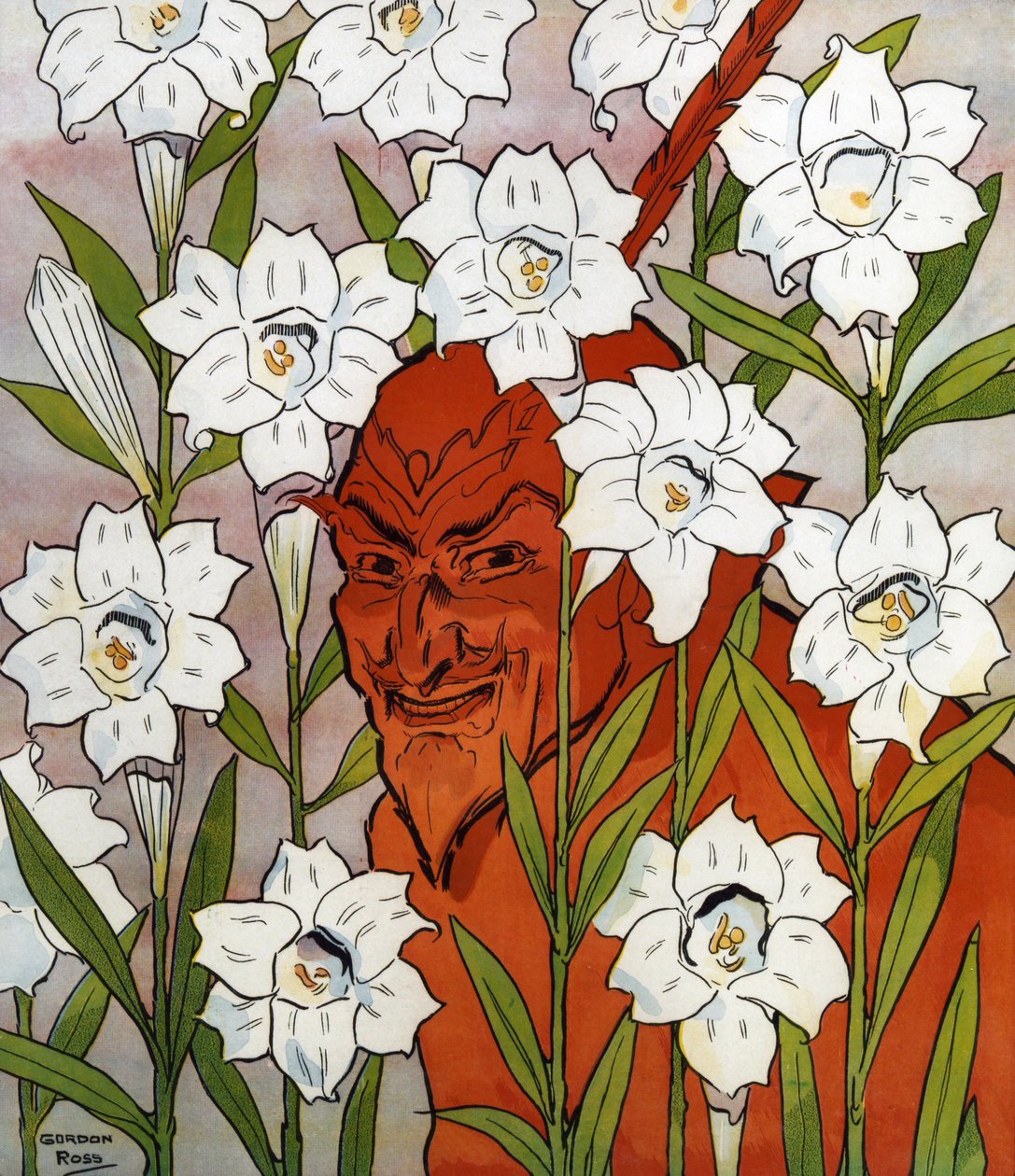 《Puck》杂志封面，c.1910（彩色平版印刷） 作者 戈登·罗斯