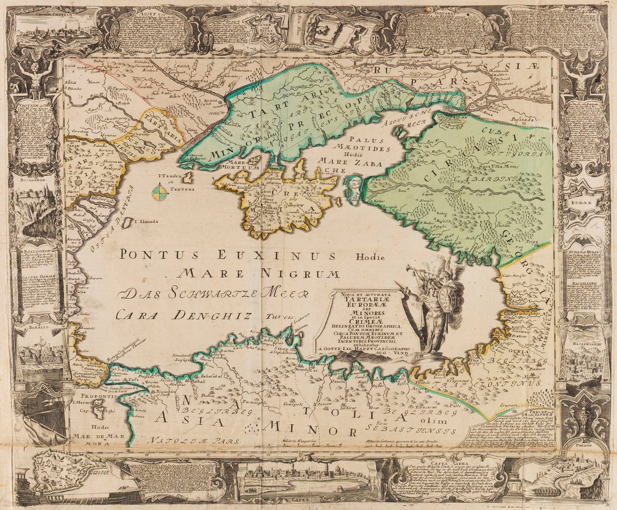 黑海和克里米亚地图，约1740年。 作者 戈特弗里德·雅各布·豪普特