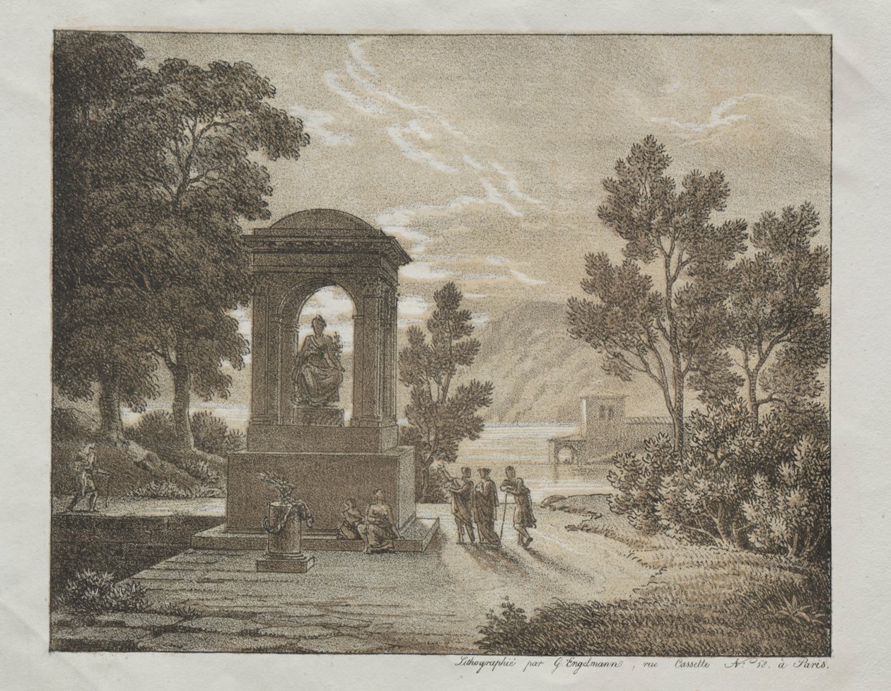 使用不同绘画方式（如蜡笔，钢笔，画笔...）的石版印刷试验书c。 1816年。 作者 戈特弗里德（Gottfried）或戈德弗罗伊（Godefroy Engelmann）