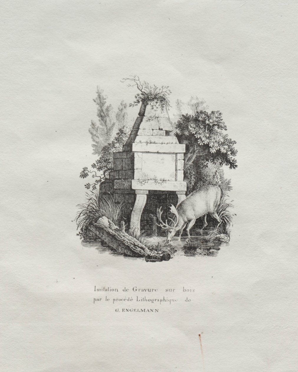 Receuil平版印刷品：模仿木版画的喷泉c。 1816。 作者 戈特弗里德（Gottfried）或戈德弗罗伊（Godefroy Engelmann）