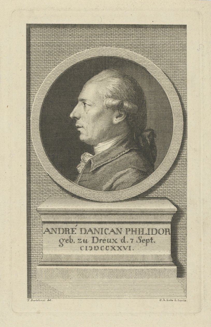 François-André Danican Philidor 1726-1795的肖像，约1790年。 作者 感谢上帝八月的爱