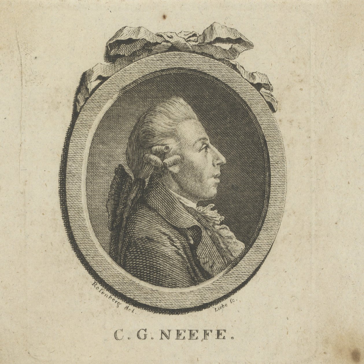 作曲家Christian Gottlob Neefe 1748-1798的肖像，约1780年。 作者 感谢上帝八月的爱