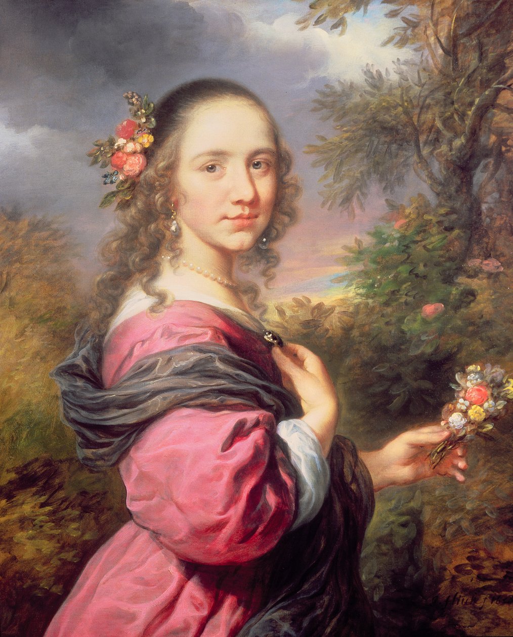 A Portrait of a Lady, wearing a Purple Dress 作者 戈瓦特·弗林克