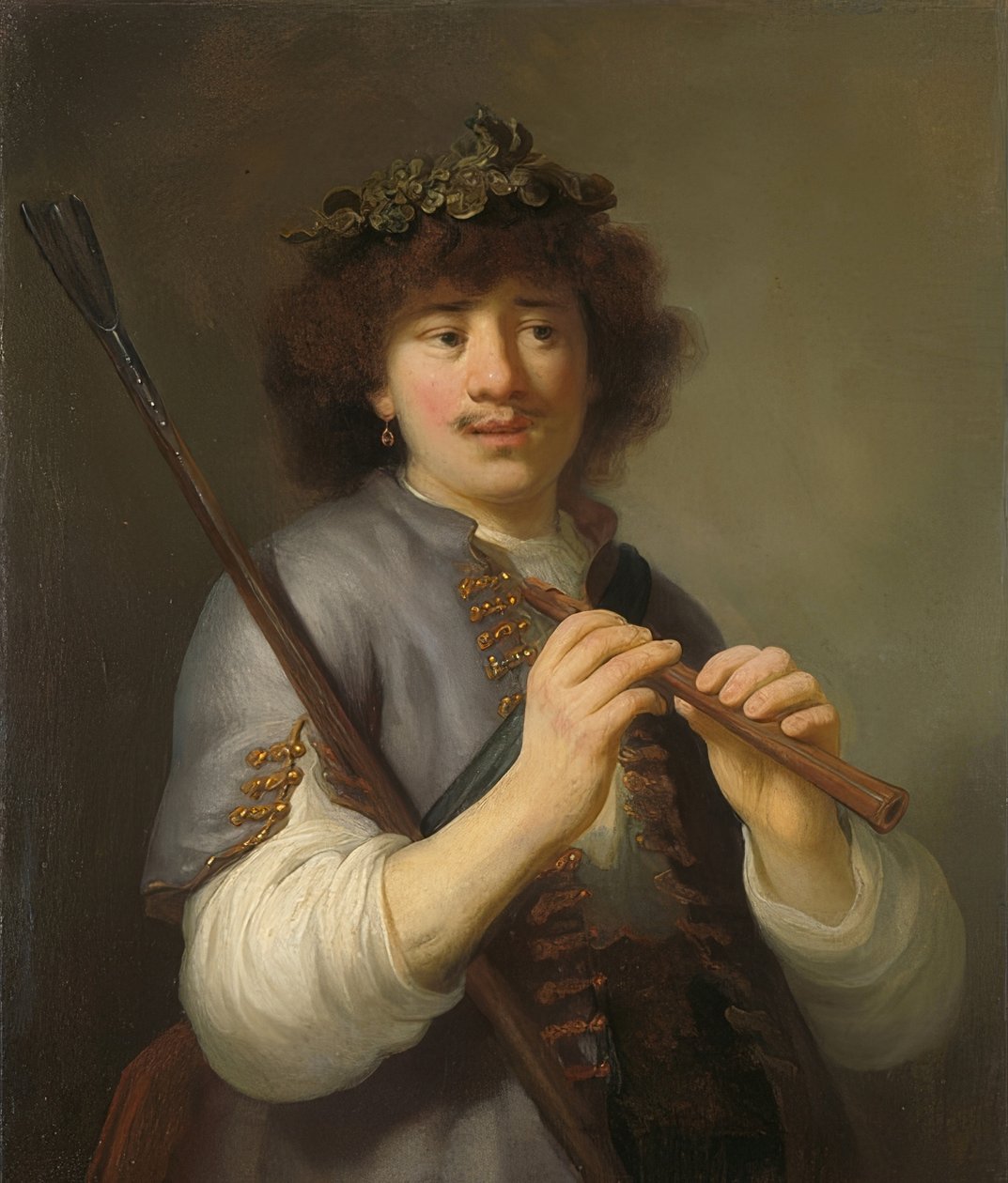 伦勃朗（Rembrandt）是牧羊人，有牧羊人的杖和长笛。 1636 作者 戈瓦特·弗林克