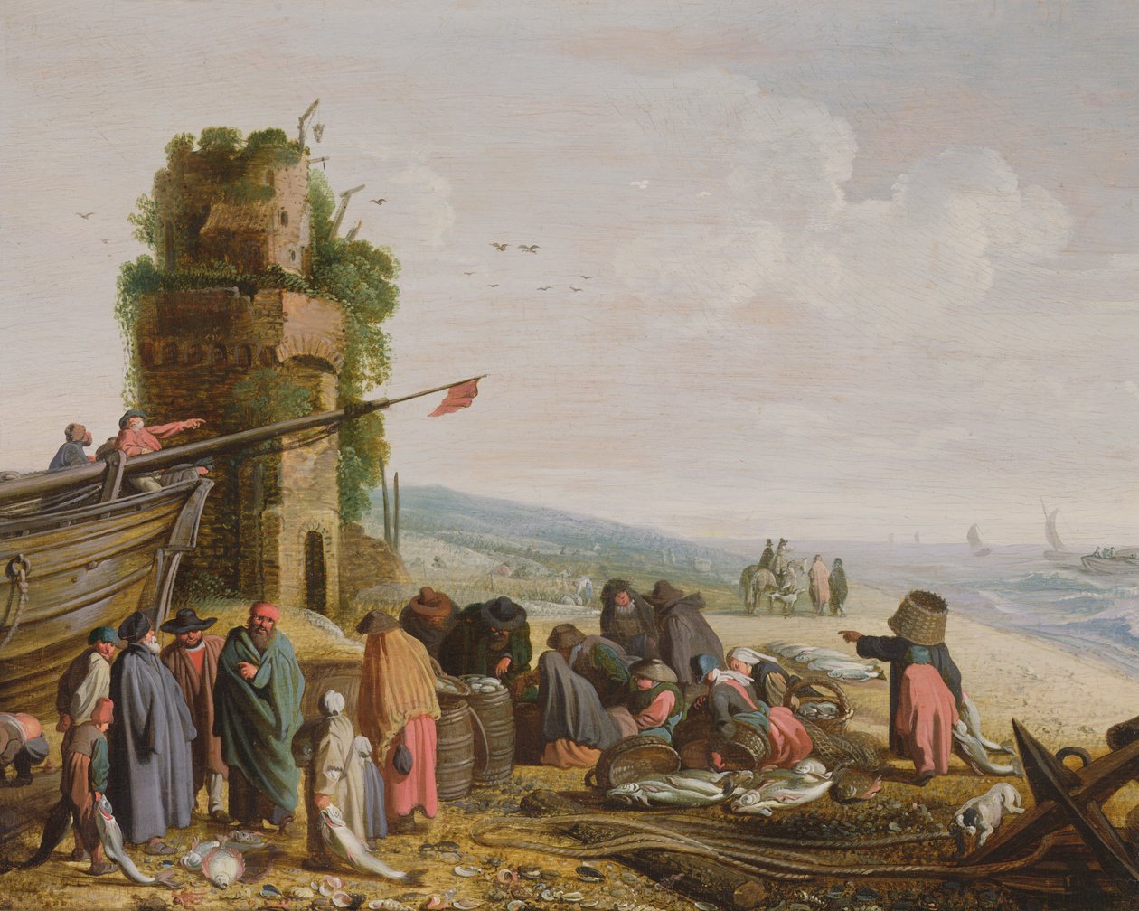 渔民在海滩上与他们的渔获（配对59984） 作者 戈瓦特·詹斯（Govaert Jansz）