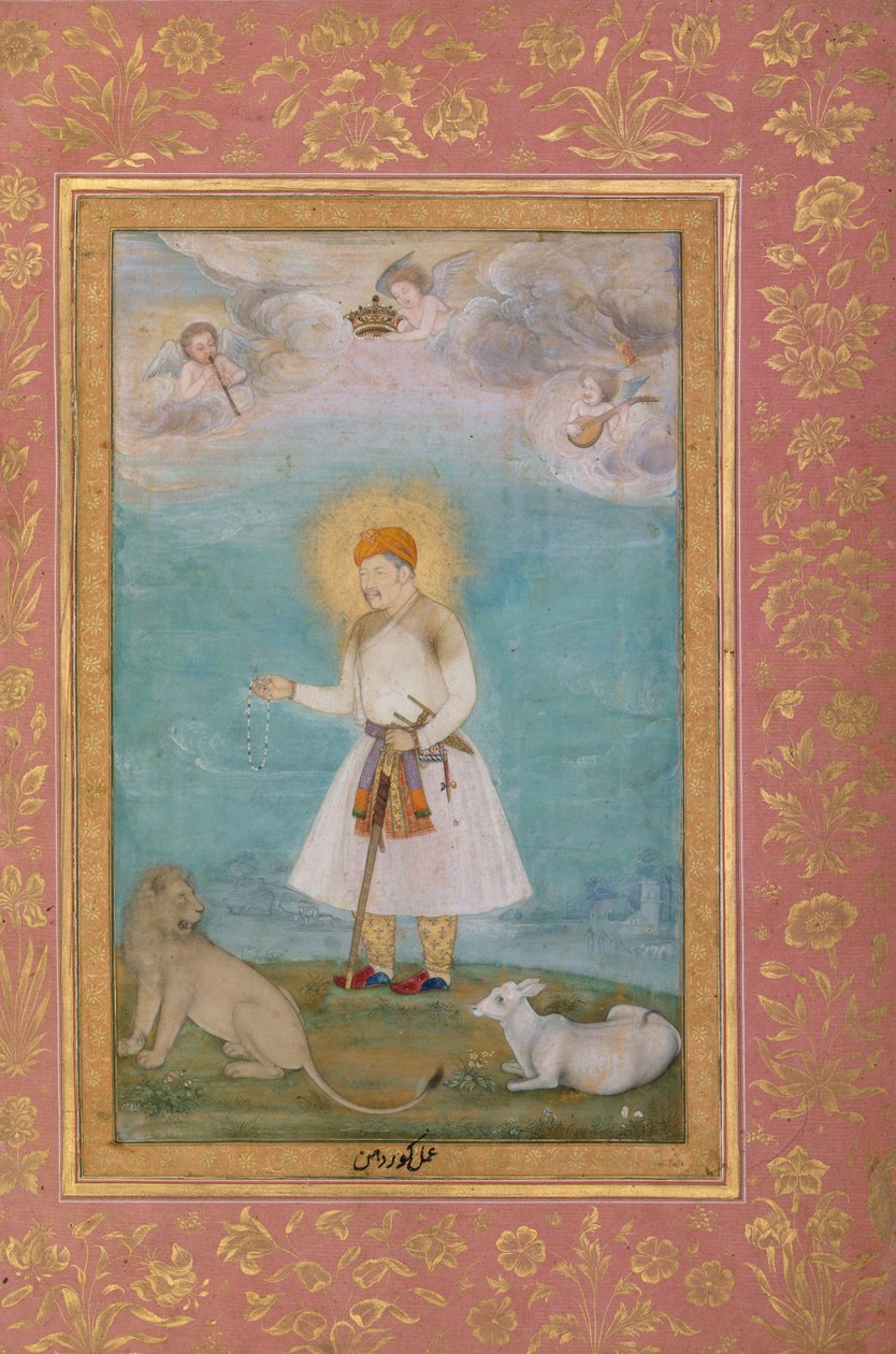 Akbar与Lion和Calf，c.1630 作者 戈瓦尔丹