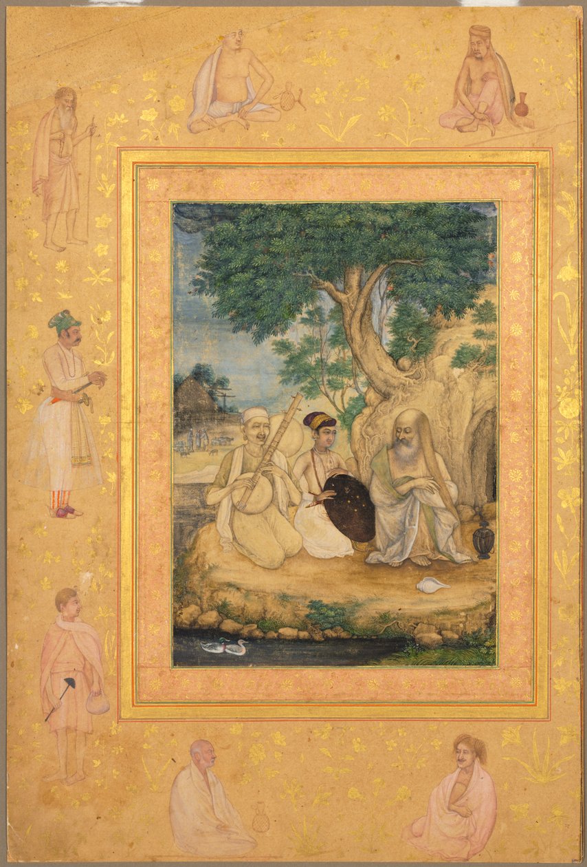 Shah Jahan后期专辑中的Page：王子与禁欲主义者，c。 1630。 作者 戈瓦尔丹