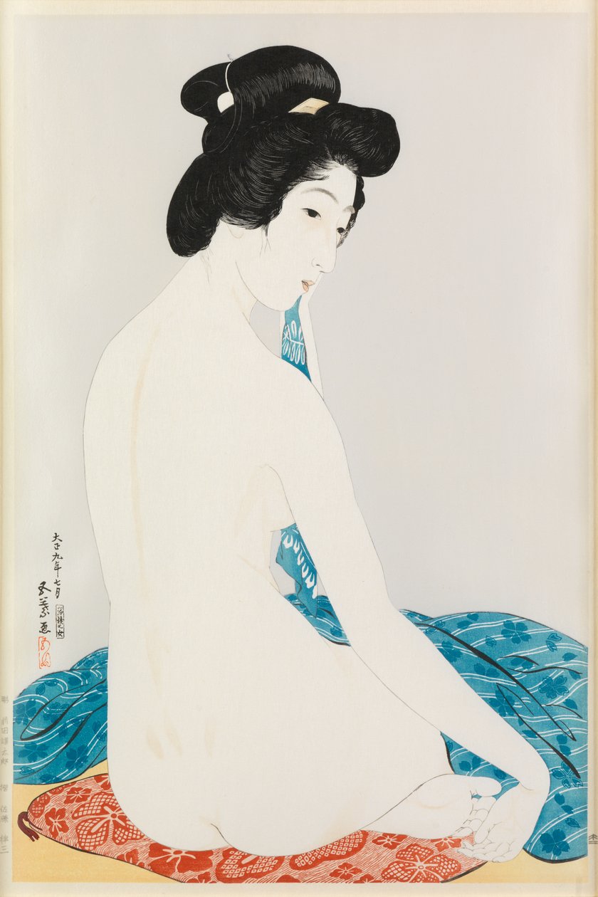 沐浴后的美（木刻版画） 作者 桥口吾代