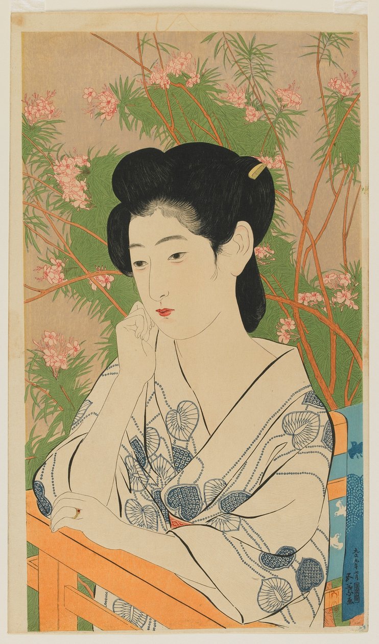 温泉酒店（Onsen yado）大正时代，1920年7月（彩色木版画） 作者 桥口吾代