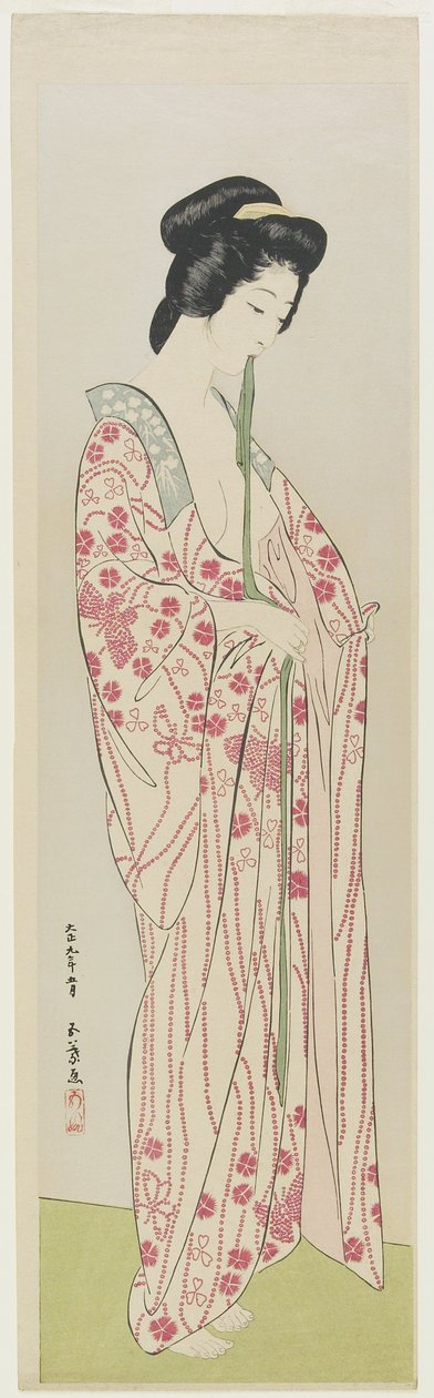 1920年5月，和服内衣的女人 作者 桥口吾代