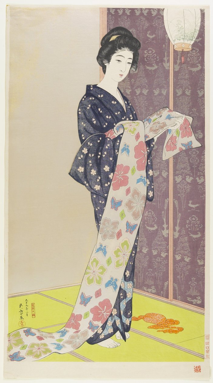 穿着夏季和服的女人，1920 年 8 月 作者 桥口吾代