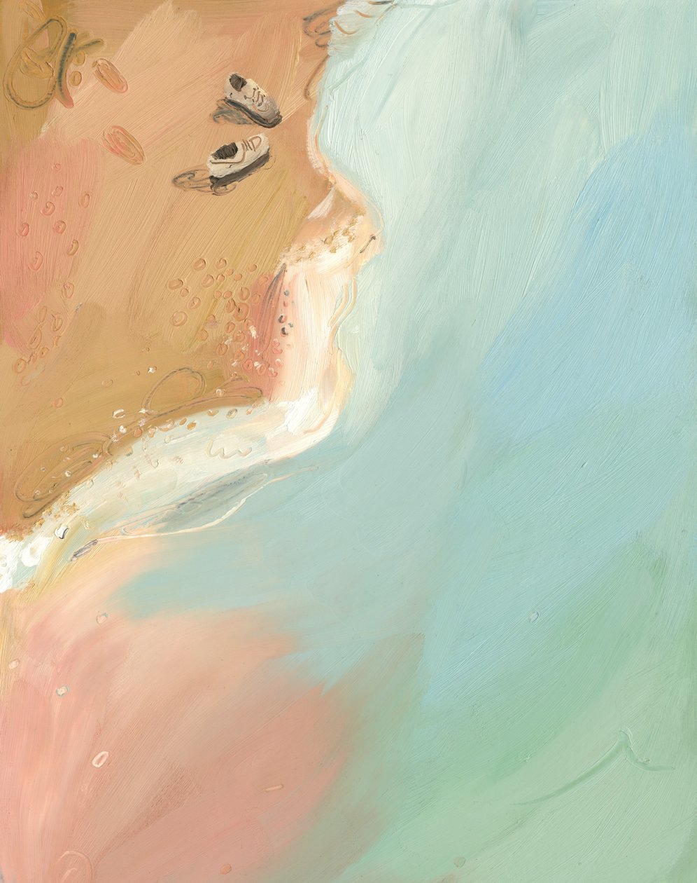 海滩，2013年（纸上油） 作者 格蕾丝·海默（Grace Helmer）