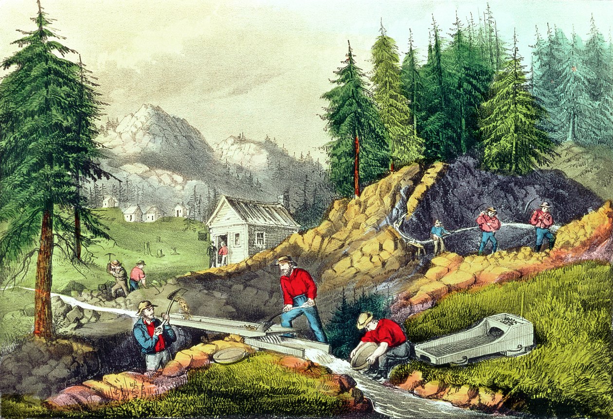 加利福尼亚的黄金矿业，由Currier und Ives出版，1861年（另见166069和32910） 作者 格拉夫顿·泰勒·布朗