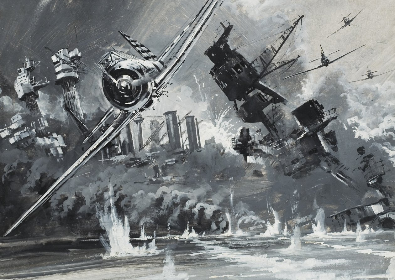 珍珠港，1941 年 12 月 7 日（纸上水粉画） 作者 格雷厄姆·科顿