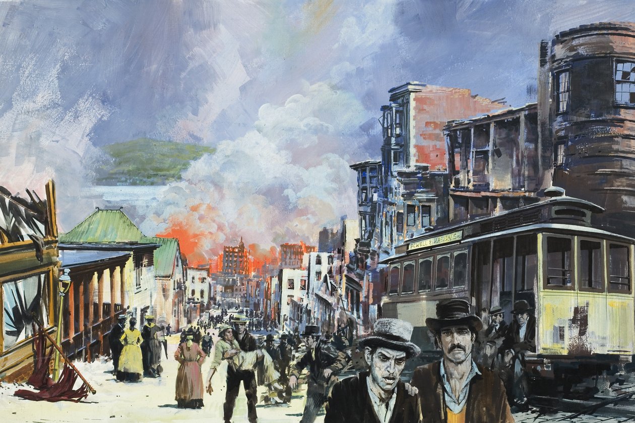 1906 年旧金山大火和地震（水粉画，纸本） 作者 格雷厄姆·科顿