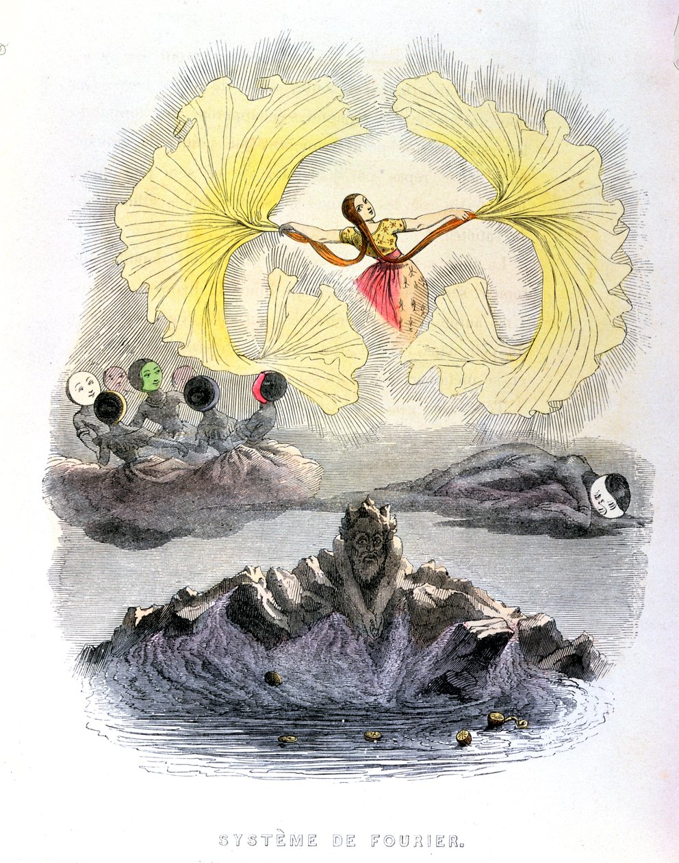 &39;傅立叶的系统&39;，来自Grandville的书“&39;另一个世界&39;，巴黎，1844年”政府最佳形式一章的漫画 作者 格兰维尔