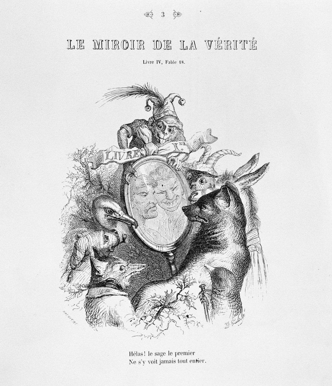 来自弗洛里安（1755-94）的Jean-Pierre Claris的&39;寓言&39;的标题页来自&39;真理之镜&39; 作者 格兰维尔