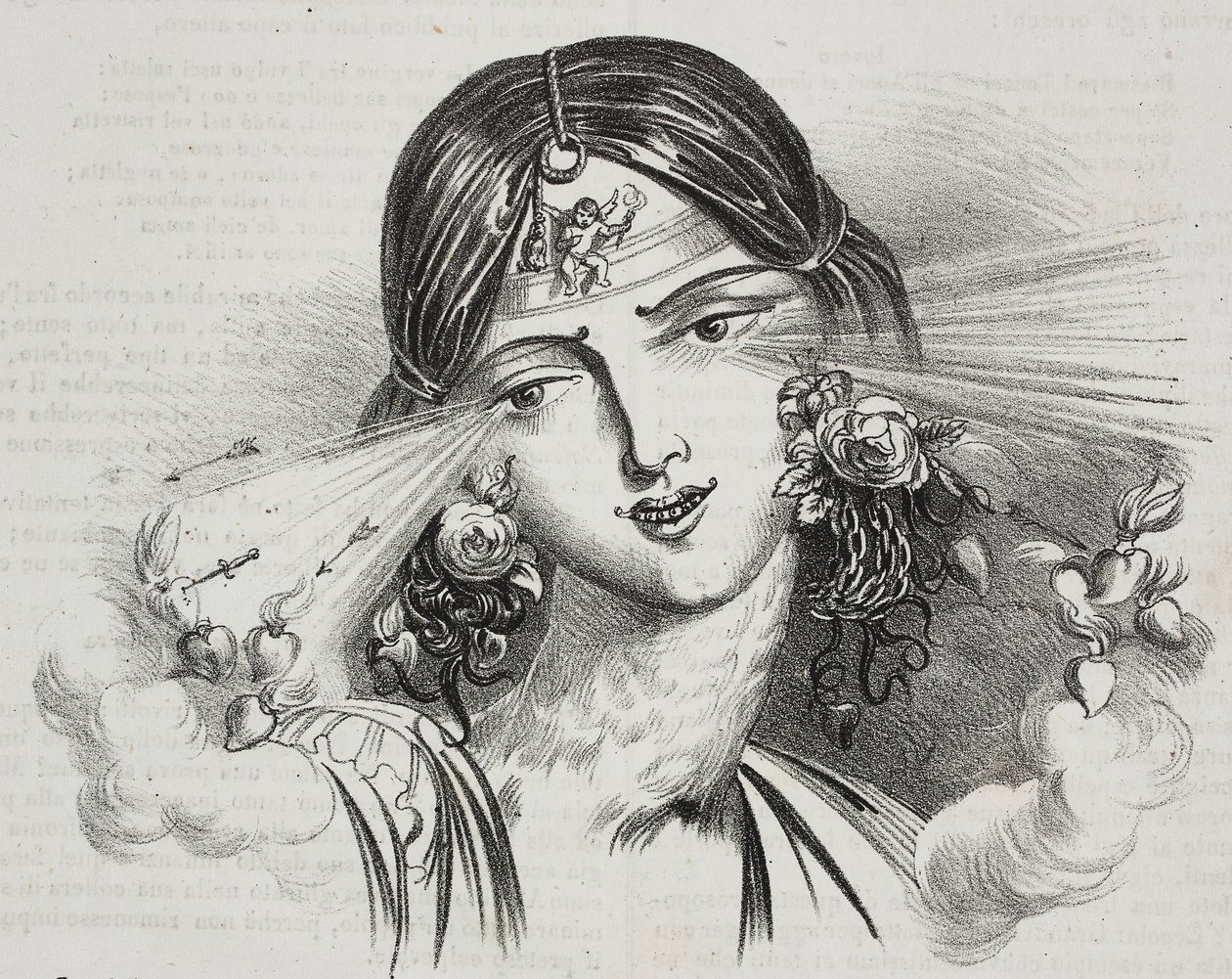 女性之美，让-雅克-格兰德维尔（1803-1847）的漫画，盖塔诺-里奇奥的石版画，来自Poliorama Pittoresco, n 20, 12月24日 作者 格兰维尔
