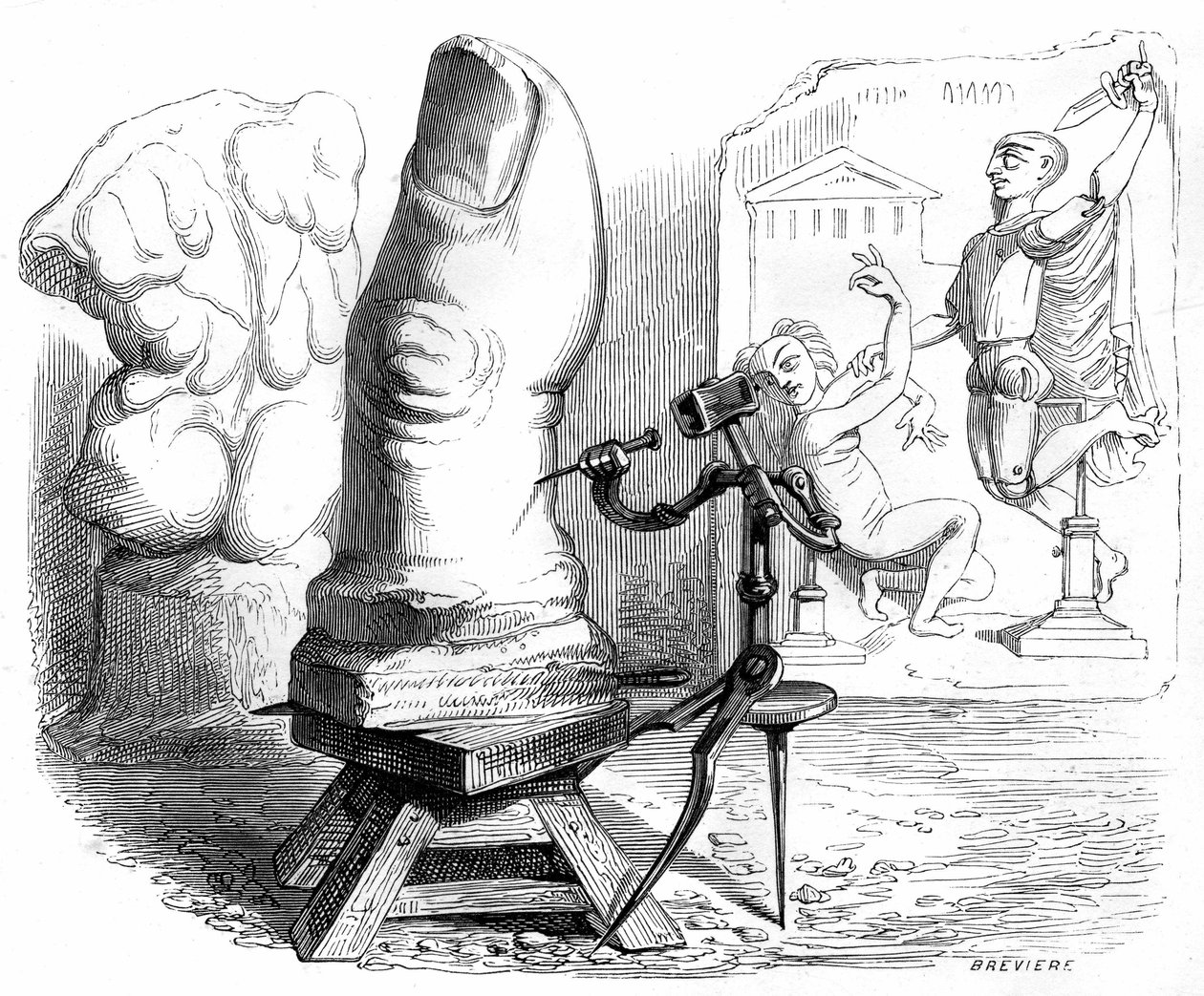 亨利-福尼尔为小说《另一个世界》绘制的插图 作者 格兰维尔 (1803-47)