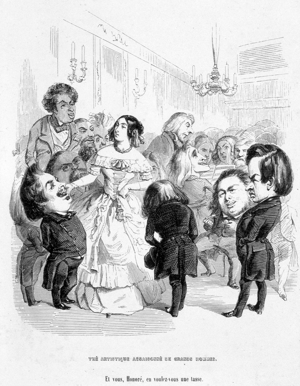乔治-桑（Aurore Dupin, Baronne Dudevant）（1804-1876）身边有四位作家。尤金-苏、霍诺雷-德-巴尔扎克、弗朗茨-利茨和维克多-雨果--在杰罗姆-帕图罗特的《寻找社会地位》中 作者 格兰维尔