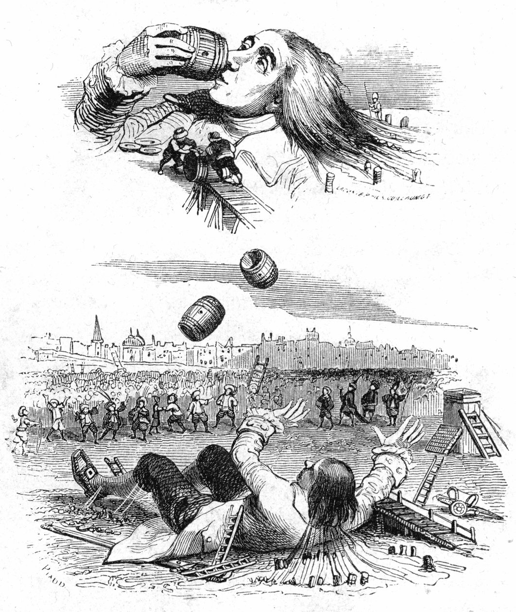 乔纳森-斯威夫特所著《格列佛游记》的插图 作者 格兰维尔 (1803-47)