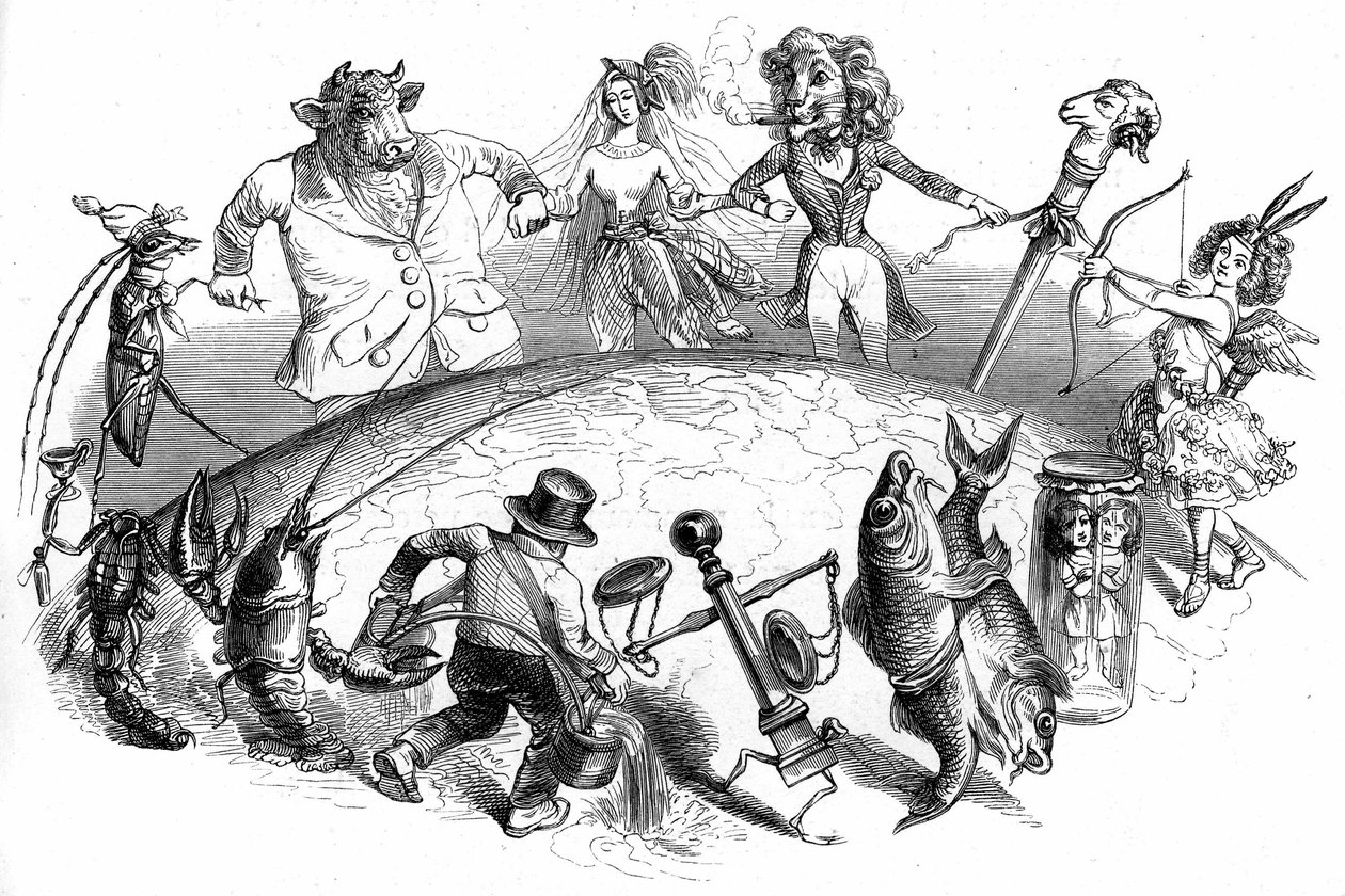 亨利-福尼尔为小说《另一个世界》绘制的插图 作者 格兰维尔 (1803-47)