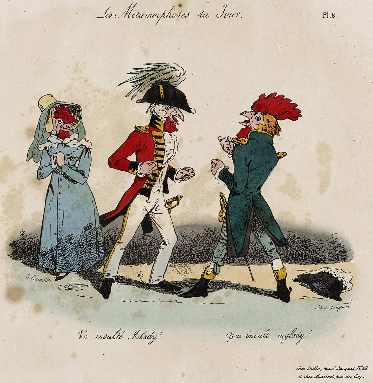 Les Metamorphoses du Jour, No. 8 (hand-coloured litho) 作者 格兰维尔
