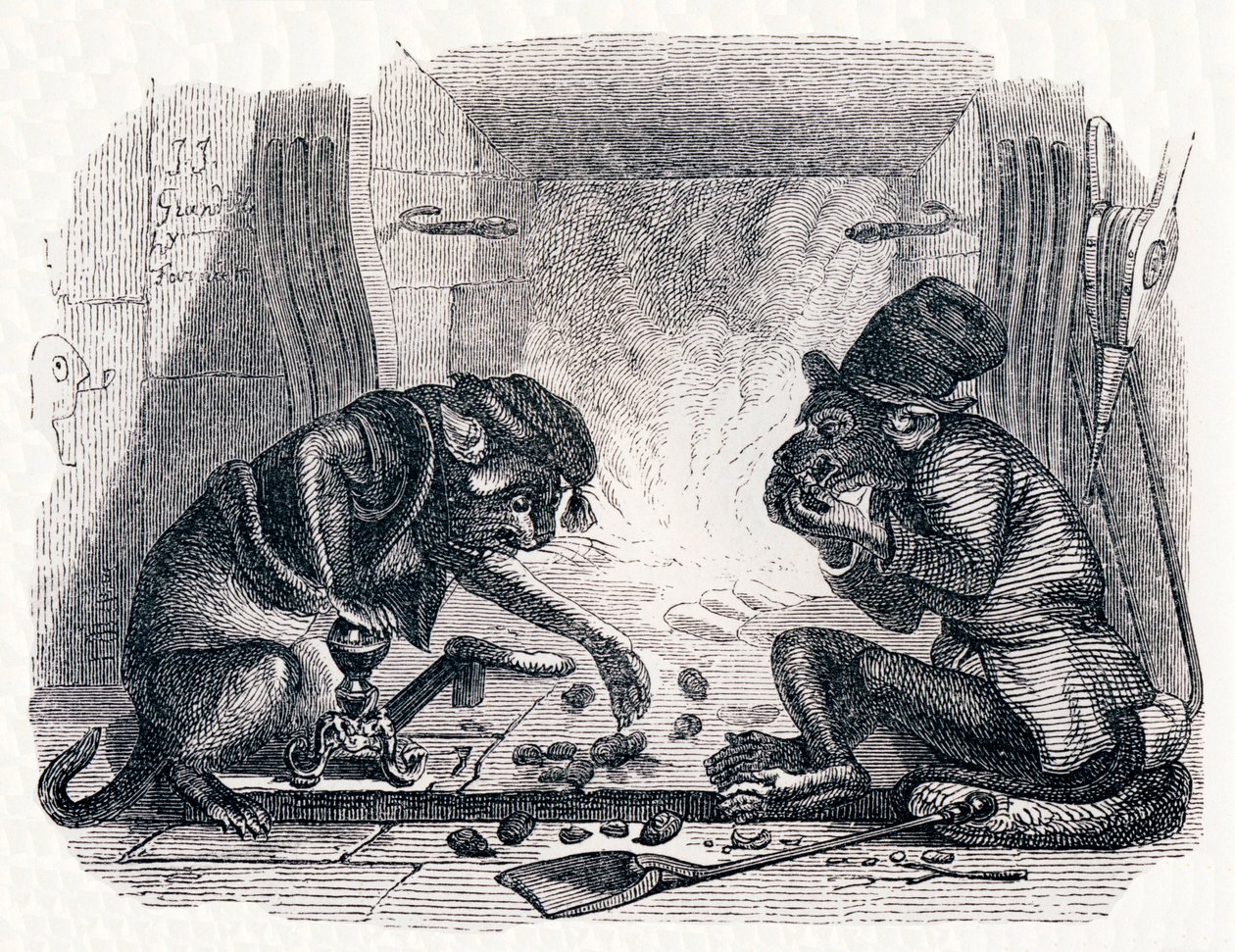 驴子和猫（Le singe et le chat）--拉封丹的寓言故事 作者 格兰维尔