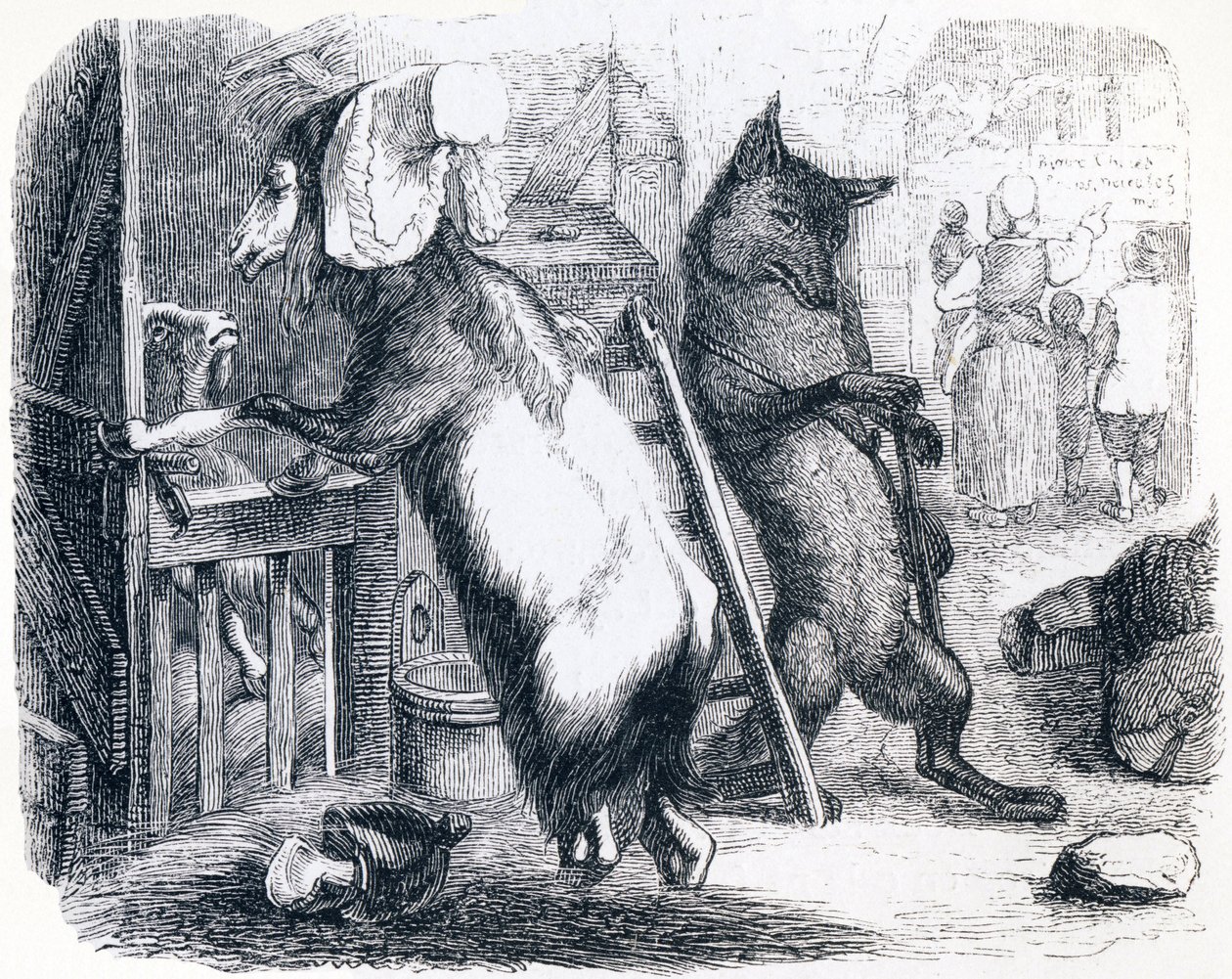 狼、山羊和小山羊(Le loup, la chevre et le chevreau) - 拉封丹的寓言故事 作者 格兰维尔