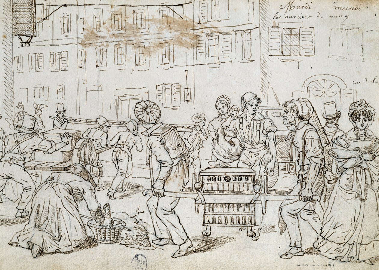 南希的工人，让-雅克-格兰德维尔（1803-1847）绘制，法国 作者 格兰维尔
