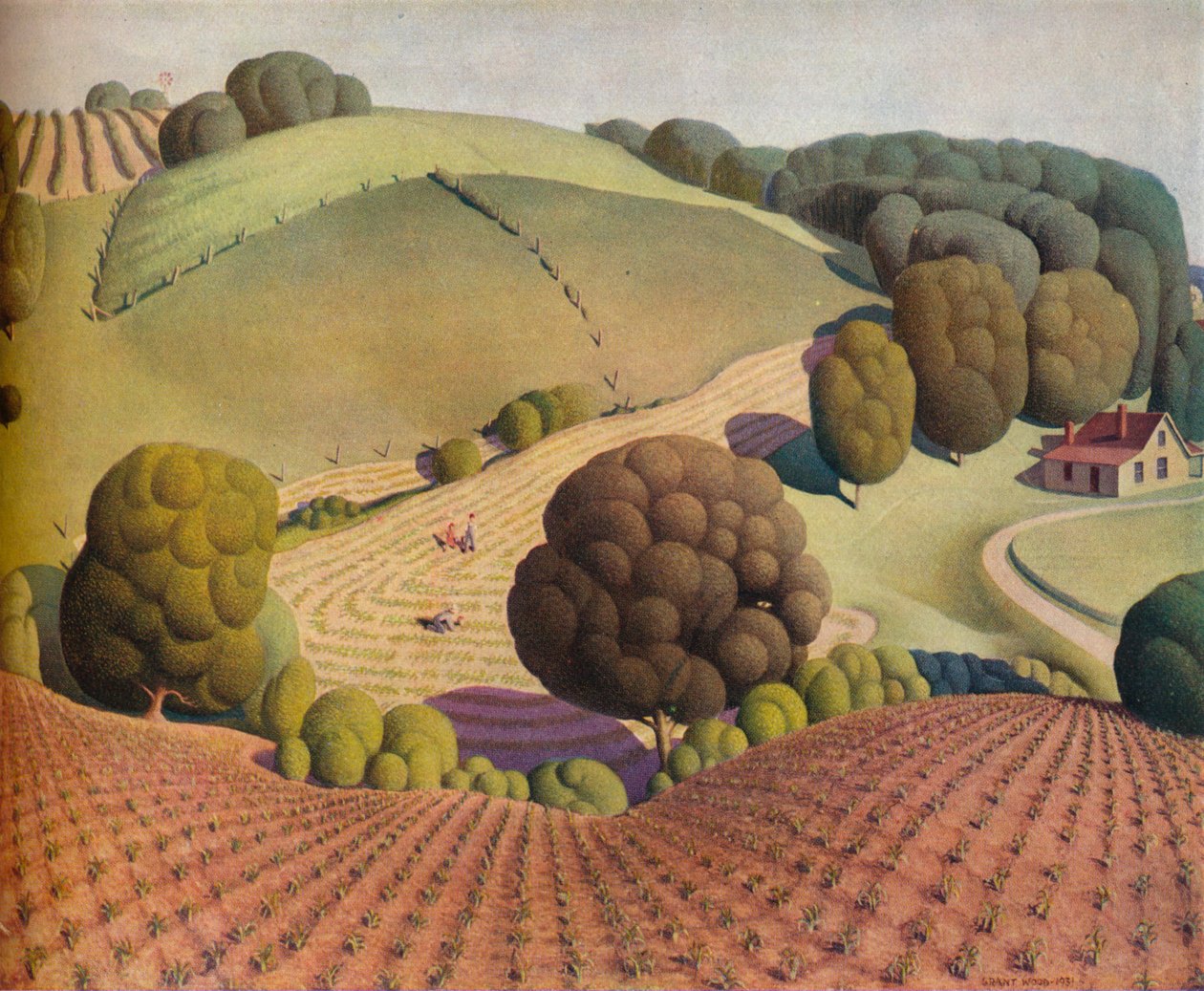 《年轻玉米》，1931年，1938年 作者 格兰特·伍德