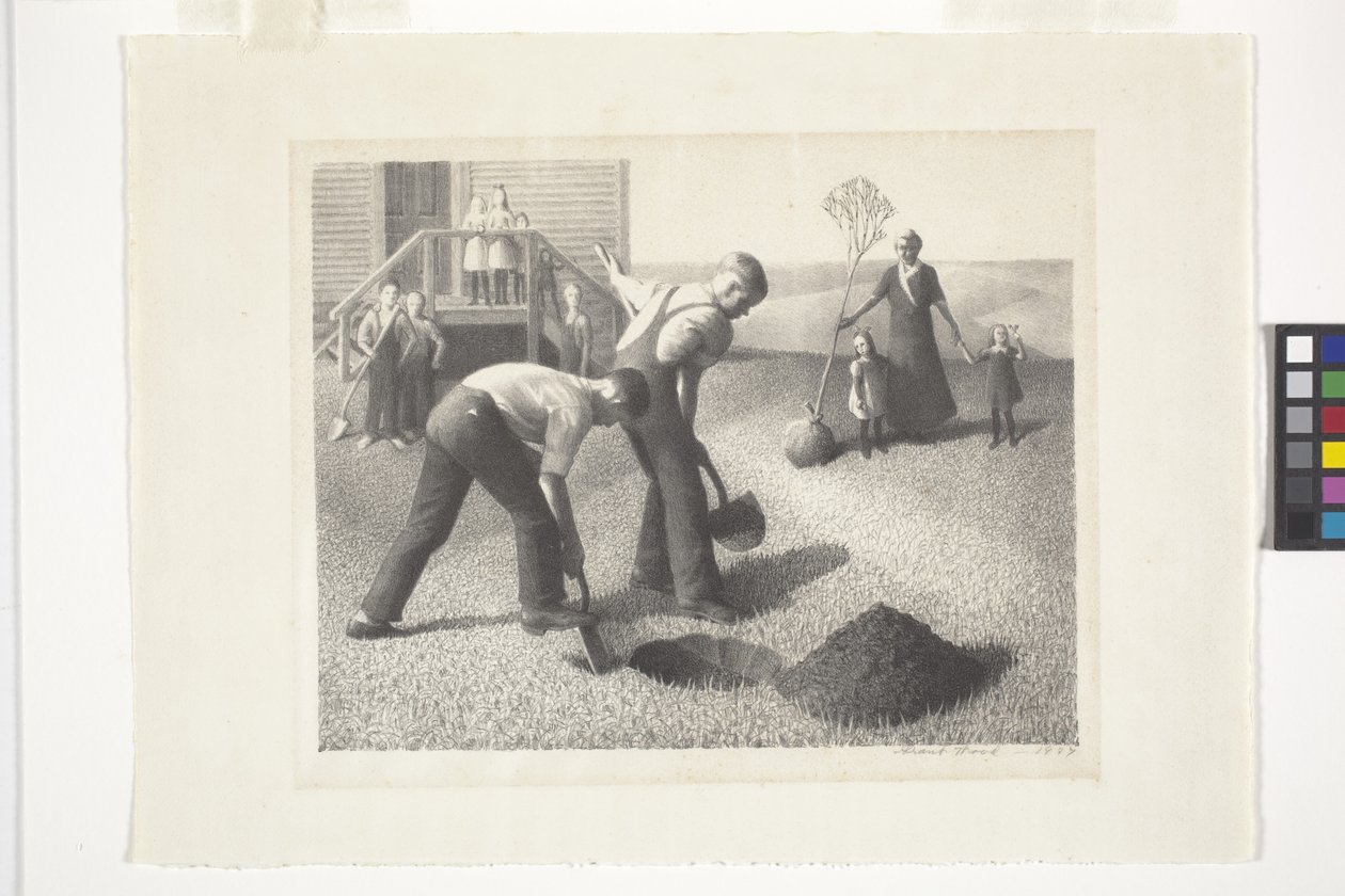 植树小组（石版画） 作者 格兰特·伍德