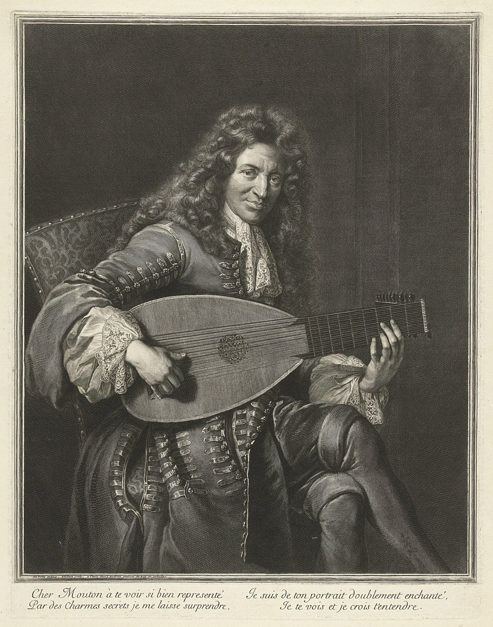 Lutenist和作曲家Charles Mouton的肖像c。约1626年-1710年1695 作者 杰拉德·埃德林克