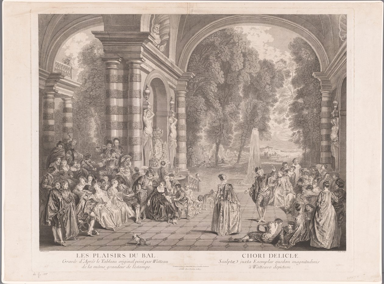 俯瞰公园露台上的优雅公司
Les Plaisirs du Bal（标题见实物） 作者 杰拉德·让·巴蒂斯特·斯科廷 (II)