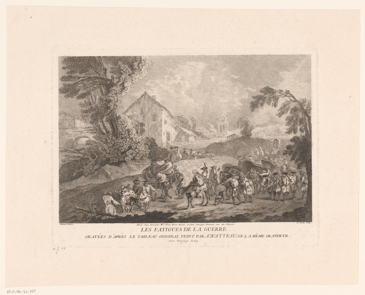 风景与路过的士兵群
Les Fatigues de la Guerre（作品名称）
安托万-瓦托版画（系列名称）
安托万-瓦托的作品（系列名称） 作者 杰拉德·让·巴蒂斯特·斯科廷 (II)