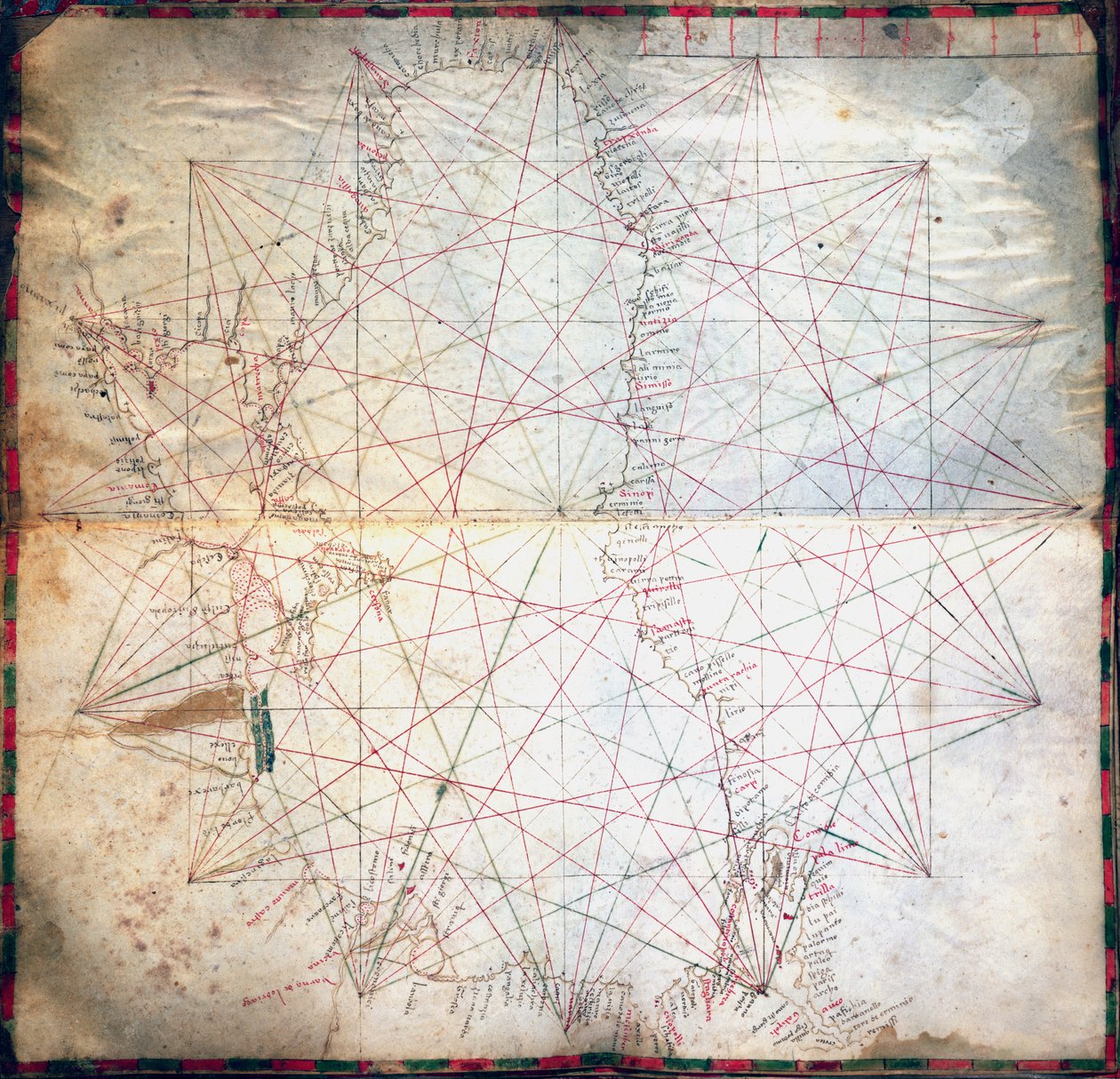 黑海地图（羊皮纸上的墨水） 作者 Grazioso Benincasa